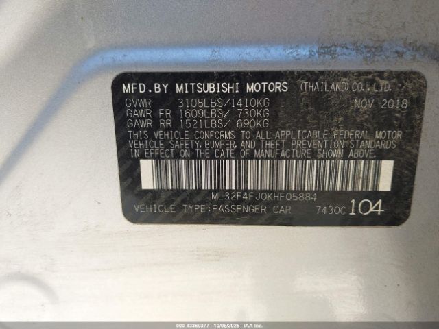 2019 MITSUBISHI MIRAGE G4 ML32F4FJ0KHF05884 Photo 8