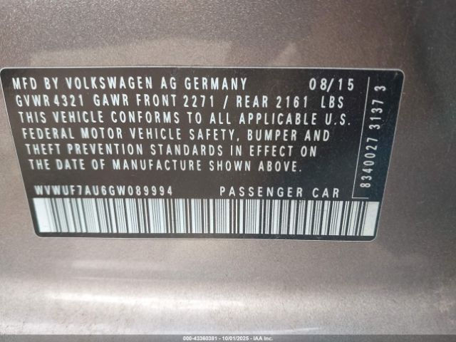 2016 VOLKSWAGEN GOLF R WVWUF7AU6GW089994 Photo 8