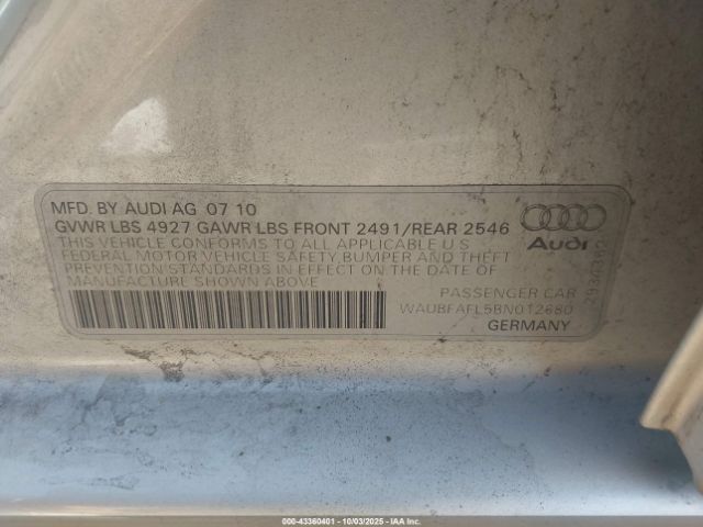 2011 AUDI A4 WAUBFAFL5BN012680 Photo 8