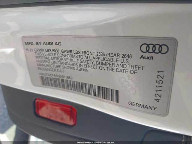 2022 AUDI A5 SPORTBACK WAUEACF55NA011856 Photo 8