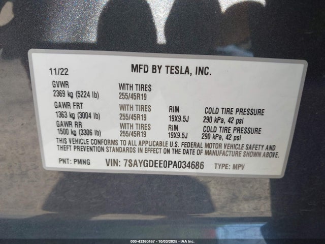 2023 TESLA MODEL Y 7SAYGDEE0PA034686 Photo 8
