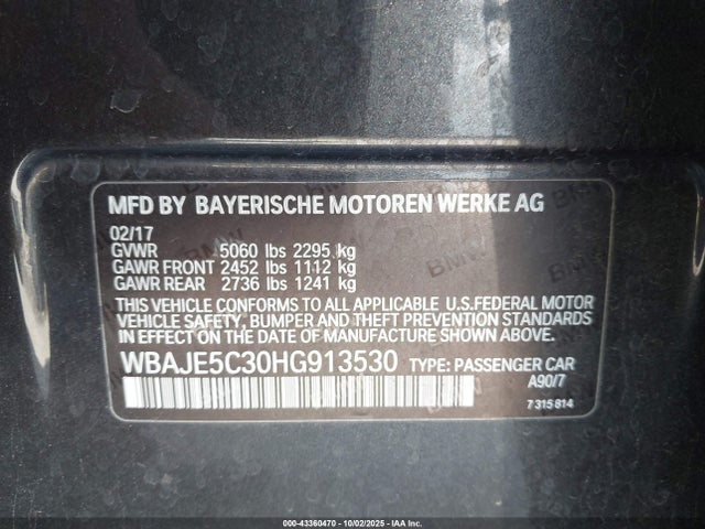 WBAJE5C30HG913530 BMW 540I