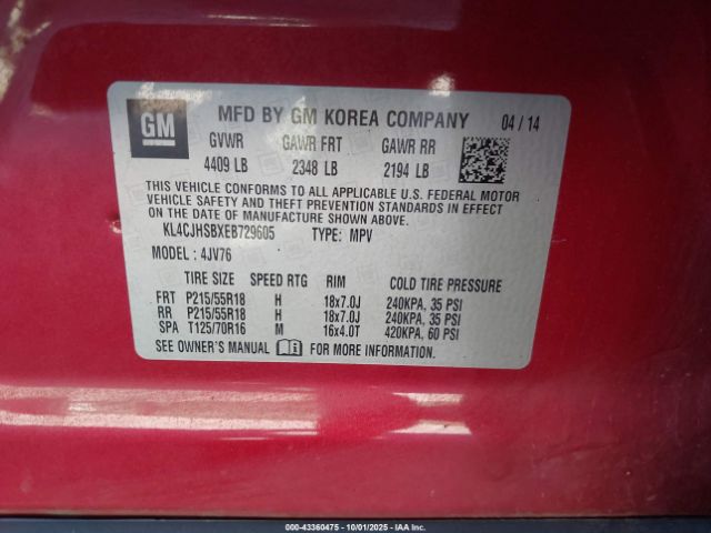 2014 BUICK ENCORE KL4CJHSBXEB729605 Photo 8