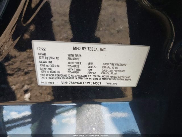 2023 TESLA MODEL Y 7SAYGAEE1PF614501 Photo 8