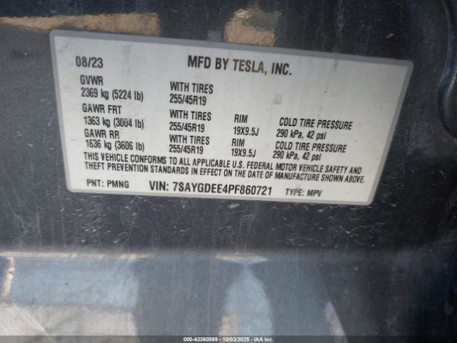2023 TESLA MODEL Y 7SAYGDEE4PF860721 Photo 8