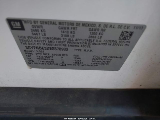 2014 CADILLAC SRX 3GYFNBE3XES578983 Photo 8