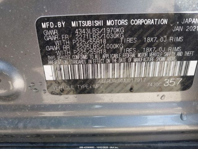 2021 MITSUBISHI OUTLANDER SPORT JA4ARUAUXMU017917 Photo 8