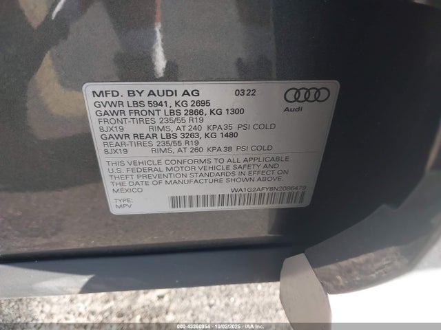 2022 AUDI Q5 WA1G2AFY8N2086479 Photo 8