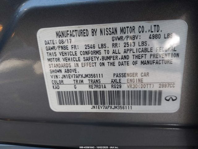 2018 INFINITI Q50 JN1EV7APXJM356111 Photo 8