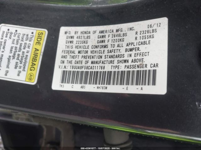 2012 ACURA TL 19UUA9F58CA011768 Photo 8