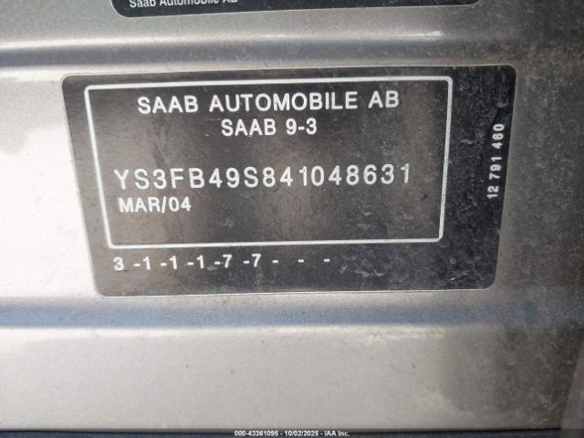 2004 SAAB 9-3 YS3FB49S841048631 Photo 8