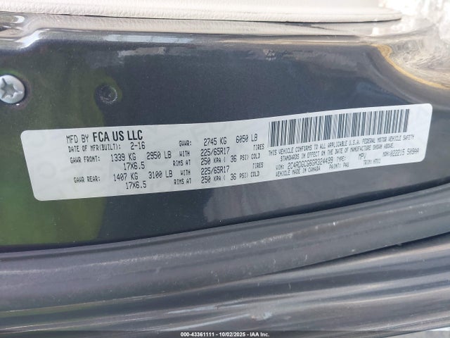 Продажа на аукционе авто 2016 Dodge Grand Caravan Sxt, vin: 2C4RDGCG6GR324499, номер лота: 43361111