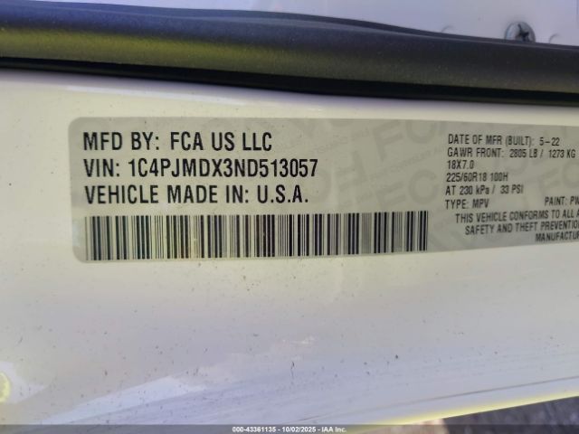 2022 JEEP CHEROKEE 1C4PJMDX3ND513057 Photo 8