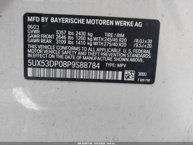 2023 BMW X3 5UX53DP08P9S88784 Photo 8