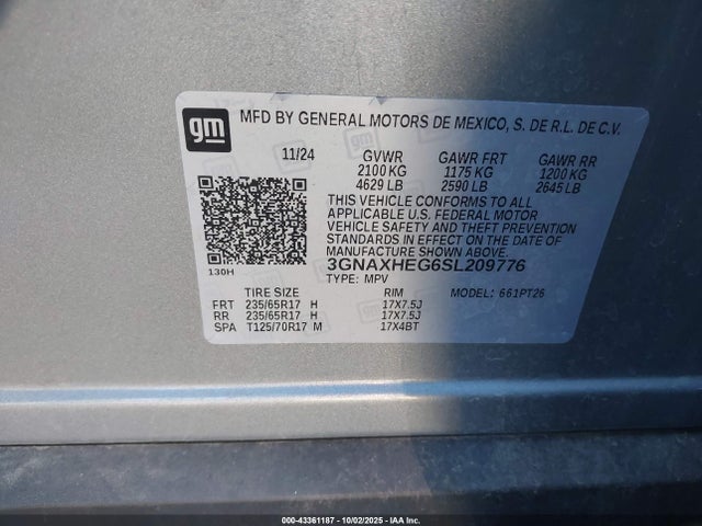 3GNAXHEG6SL209776 Chevrolet lsd