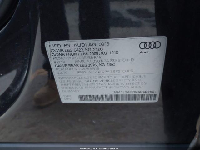 2016 AUDI Q5 WA1L2AFPXGA048086 Photo 8