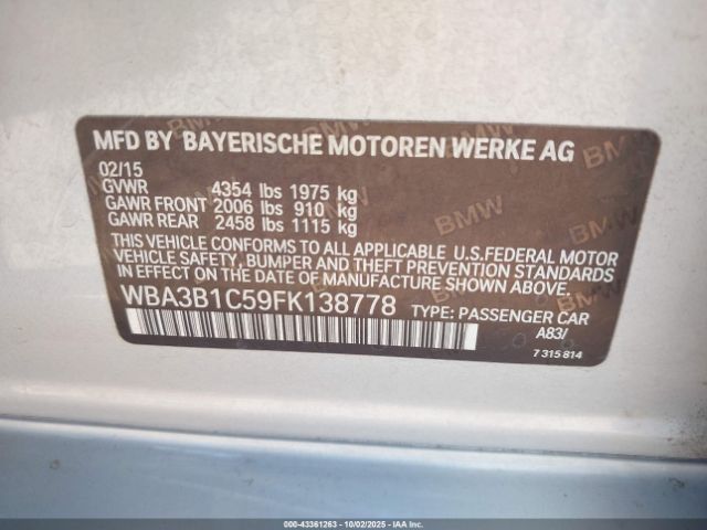 2015 BMW 320I WBA3B1C59FK138778 Photo 8