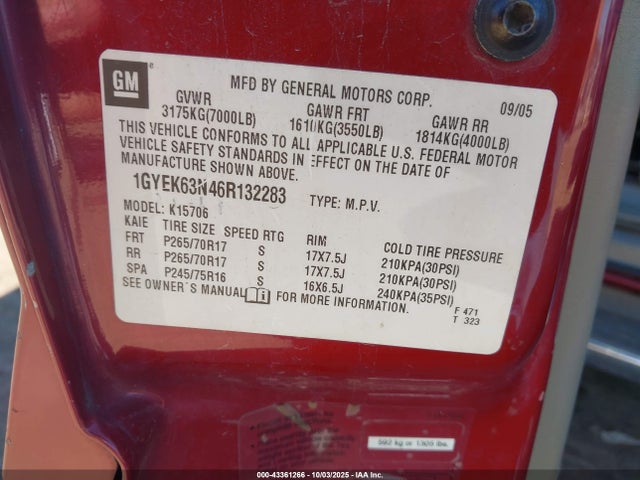 2006 CADILLAC ESCALADE 1GYEK63N46R132283 Photo 8