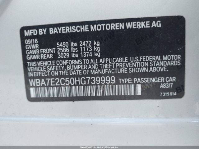 2017 BMW 740I WBA7E2C50HG739999 Photo 8