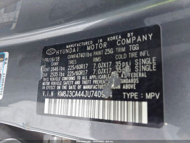 2018 HYUNDAI TUCSON KM8J3CA44JU740994 Photo 8