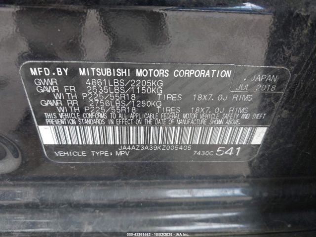 2019 MITSUBISHI OUTLANDER JA4AZ3A39KZ005405 Photo 8