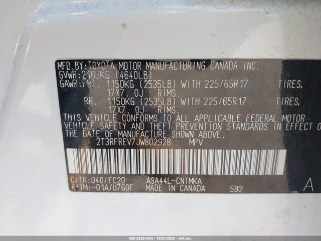 Toyota 2ar-fe 2018 2T3RFREV7JW802928 Image 9