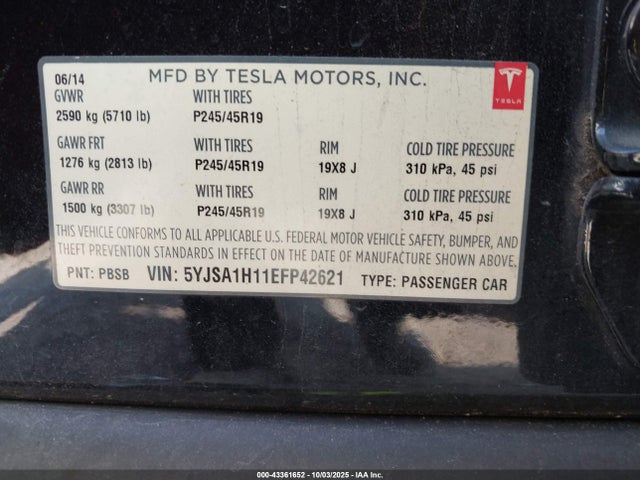 Tesla 2014 2014 5YJSA1H11EFP42621 Image 9