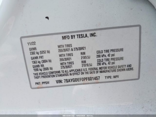 2023 TESLA MODEL Y 7SAYGDEF0PF601457 Photo 8