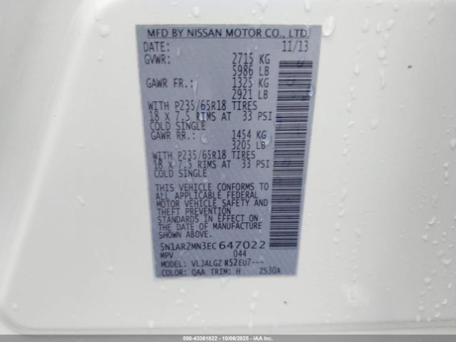 2014 NISSAN PATHFINDER 5N1AR2MN3EC647022 Photo 8