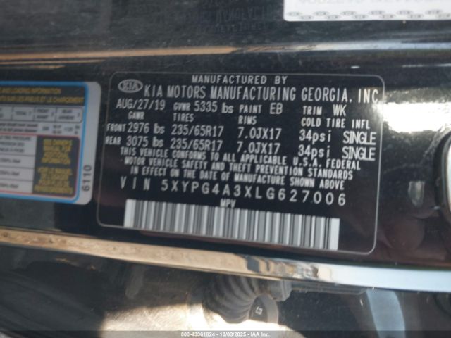 2020 KIA SORENTO 5XYPG4A3XLG627006 Photo 8