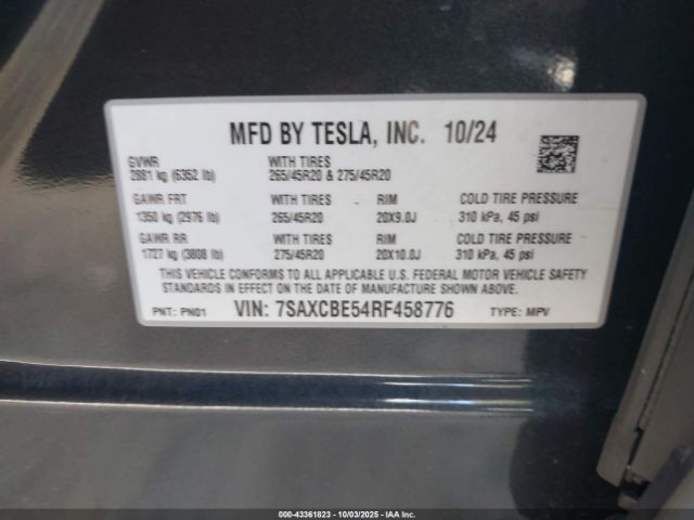 2024 TESLA MODEL X 7SAXCBE54RF458776 Photo 8