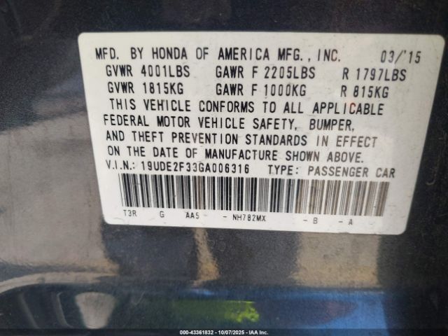 2016 ACURA ILX 19UDE2F33GA006316 Photo 8