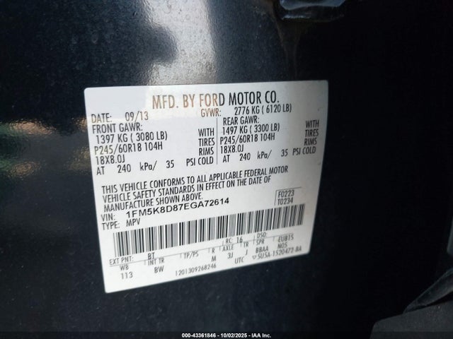 Ford Explorer 2014 1FM5K8D87EGA72614 Image 9