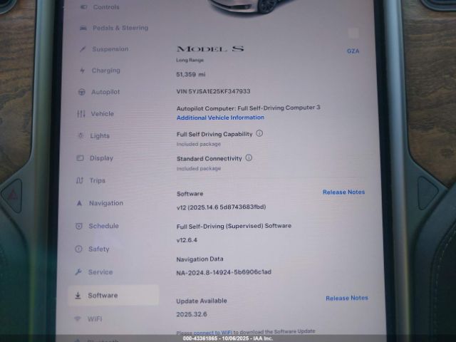 2019 TESLA MODEL S 5YJSA1E25KF347933 Photo 6