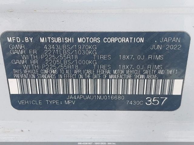 2022 MITSUBISHI OUTLANDER SPORT JA4APUAU1NU016680 Photo 8