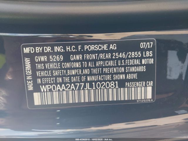 2018 PORSCHE PANAMERA WP0AA2A77JL102081 Photo 8