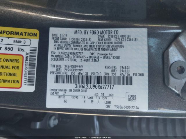 2016 LINCOLN MKZ HYBRID 3LN6L2LU9GR627717 Photo 8