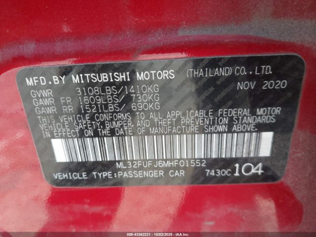 2021 MITSUBISHI MIRAGE G4 ML32FUFJ6MHF01552 Photo 8