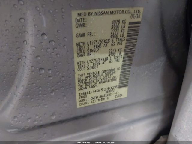 2016 NISSAN TITAN XD 1N6BA1F44GN514028 Photo 8