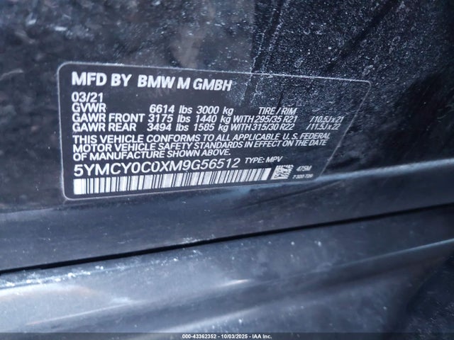 2021 BMW X6 M 5YMCY0C0XM9G56512 Photo 8