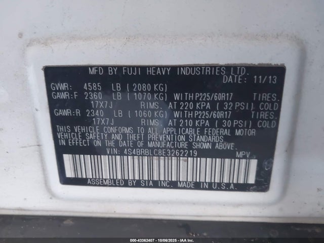 Subaru 2.5na u5 2014 4S4BRBLC8E3262219 Image 9