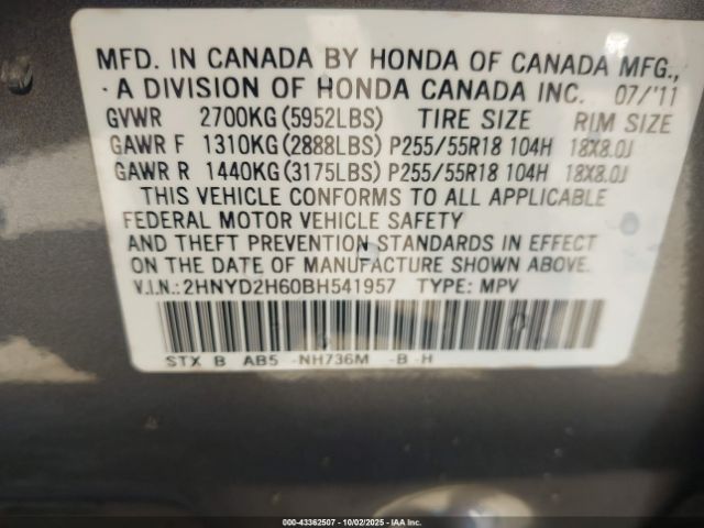 2011 ACURA MDX 2HNYD2H60BH541957 Photo 8