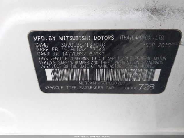 2014 MITSUBISHI MIRAGE ML32A4HJ6EH008707 Photo 8