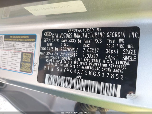 5XYPG4A35KG517852 KIA gdi theta-ii