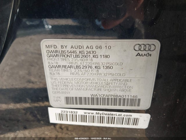 2011 AUDI Q5 WA1CFAFP8BA011146 Photo 8