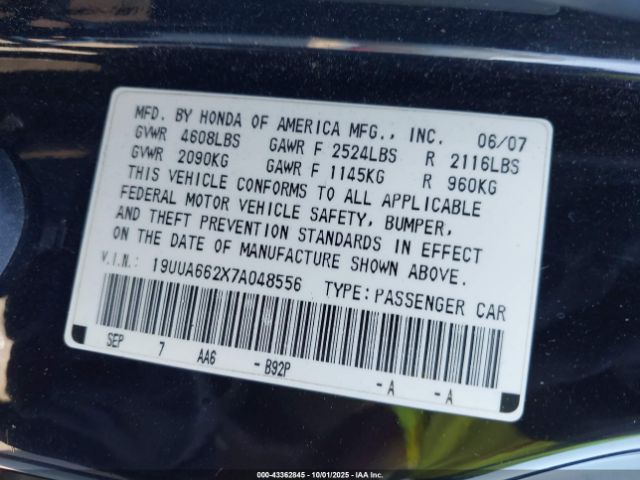 2007 ACURA TL 19UUA662X7A048556 Photo 8