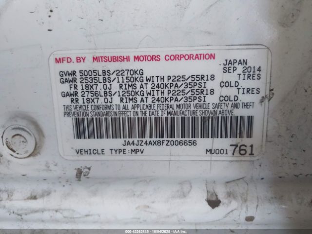 2015 MITSUBISHI OUTLANDER JA4JZ4AX8FZ006656 Photo 8