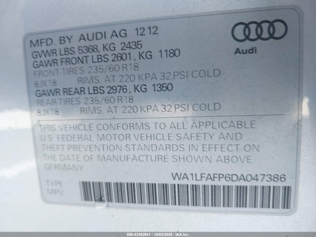 2013 AUDI Q5 WA1LFAFP6DA047386 Photo 8