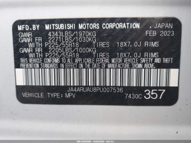 2023 MITSUBISHI OUTLANDER SPORT JA4ARUAU8PU007536 Photo 8