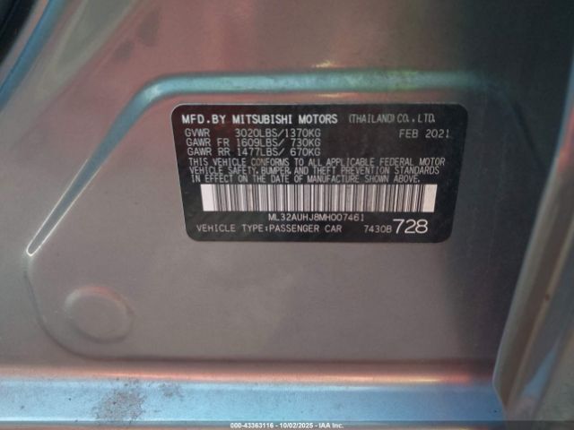 2021 MITSUBISHI MIRAGE ML32AUHJ8MH007461 Photo 8